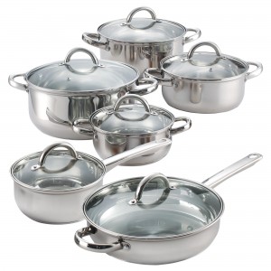 Cook N Home 12 Piece Stainless Steel Cookware Set KHN1008
